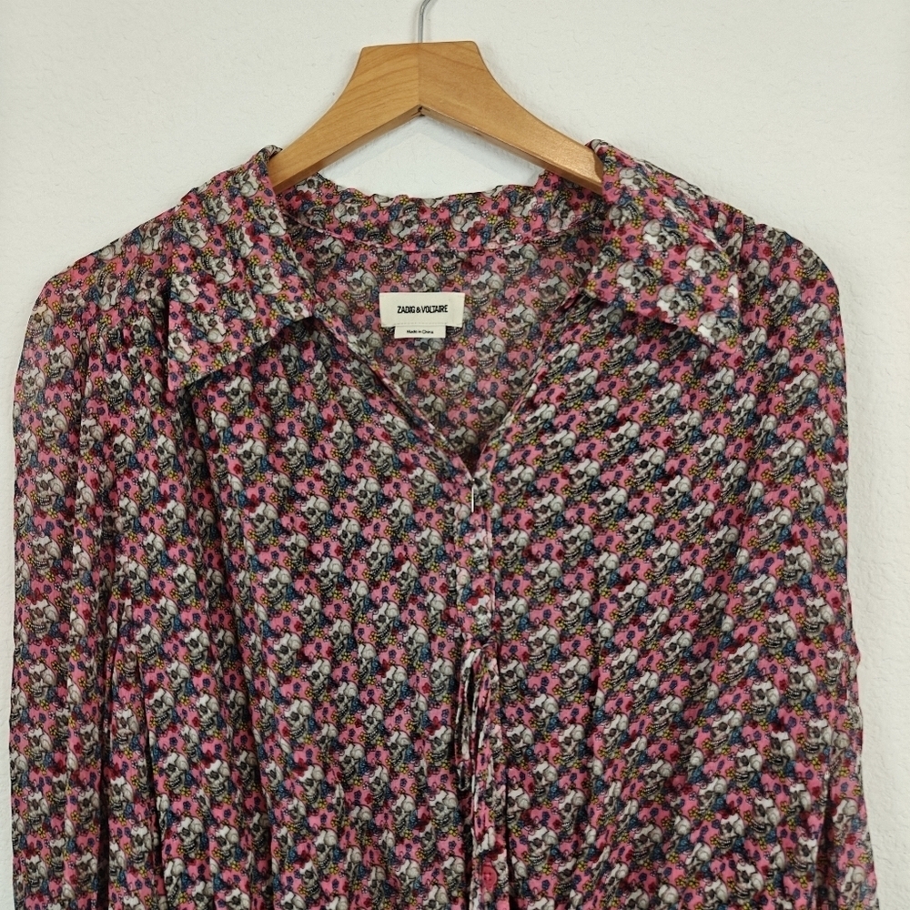 ZADIG & VOLTAIRE Women's Reevas Liberty Skull Mini Cinch Waist Dress Small - Picture 8 of 15